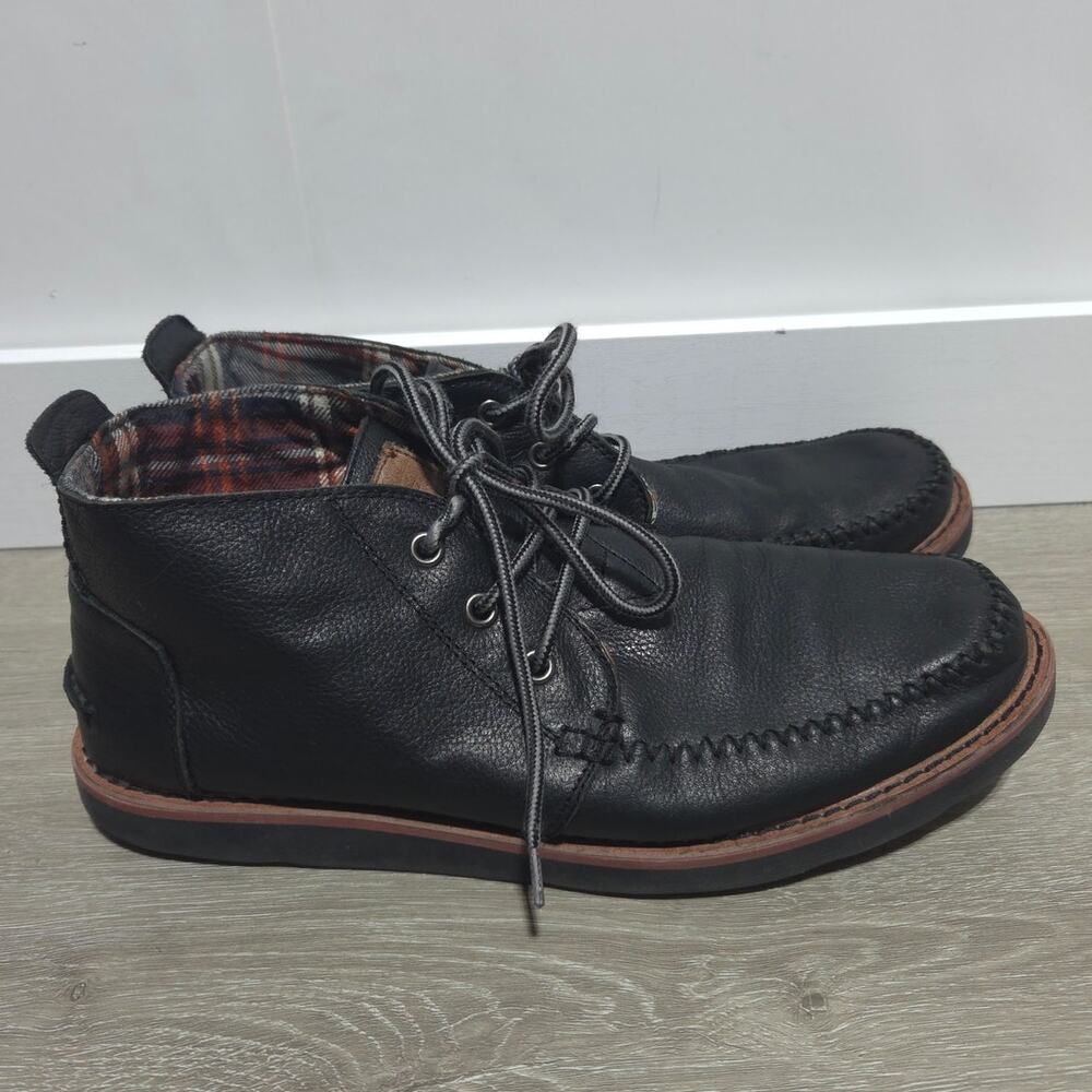Toms Men's Black Leather Lace Up Chukka Boots Size 10